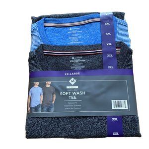 Member's Mark 2-Pack Soft T-Shirt Relaxed Crewneck Tee Black/Blue Men Size XXL
